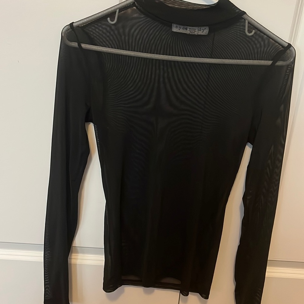 Black long sleeve see thru shirt